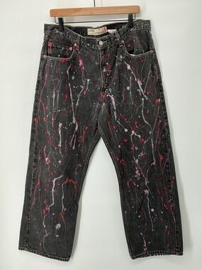 Levi’s 569 Loose Straight Custom Paint Splatter Jeans Black W36 L30